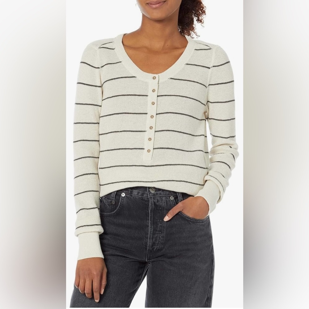 prAna Milani Henley Sweater – Oatmeal Stripe – Size XL – NWT